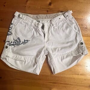 Women's White Cargo Shorts with Gray Accents